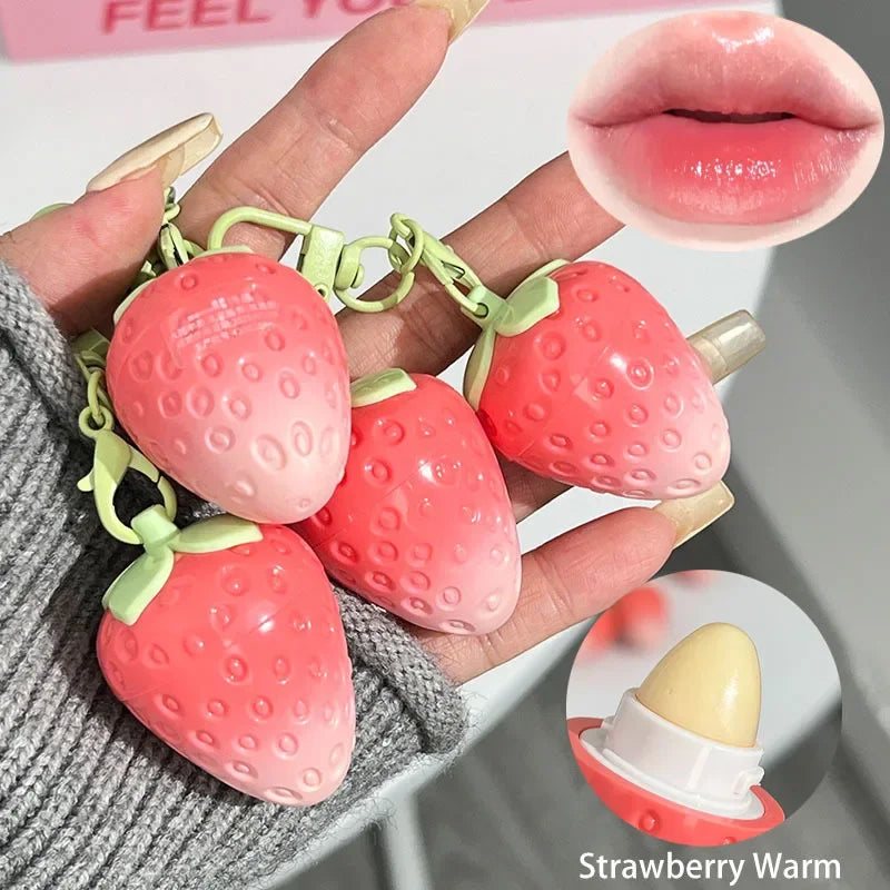 Natural Pink Lipstick Tint Color Changing Lip Balm Keychain Long Lasting Fruity Lips Care Makeup