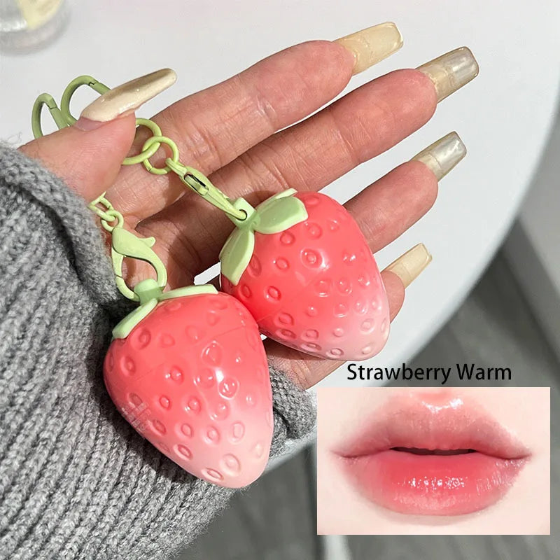 Natural Pink Lipstick Tint Color Changing Lip Balm Keychain Long Lasting Fruity Lips Care Makeup