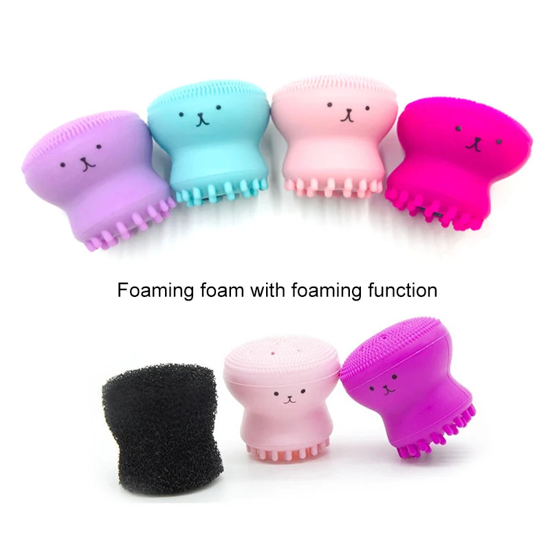 Mini Silicone Face Cleaning Brush for Deep Pore Care Soft Exfoliating Tool with Short Handle for Facial Skin Beauty