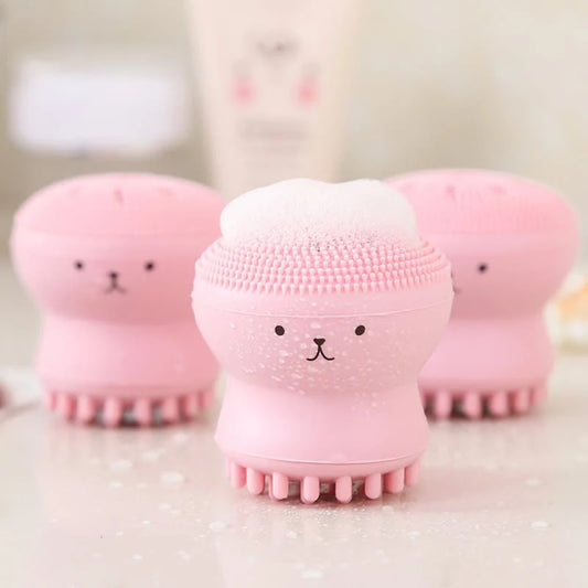 Mini Silicone Face Cleaning Brush for Deep Pore Care Soft Exfoliating Tool with Short Handle for Facial Skin Beauty