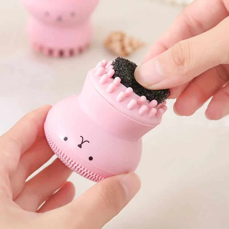 Mini Silicone Face Cleaning Brush for Deep Pore Care Soft Exfoliating Tool with Short Handle for Facial Skin Beauty